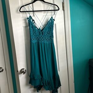 Free People Adella Slip Dress Turquoise